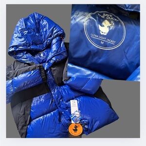 SAVE THE DUCK Kids Shiny Blue and Black Puffer Jacket